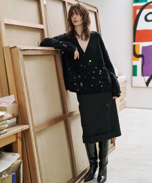 JOSE MOON（ジョゼムーン）の「ASYMMETRY LINER SKIRT/アシンメトリーライナースカート（スカート・レディース・ブラック/カーキ・36/38）」の12枚目の写真