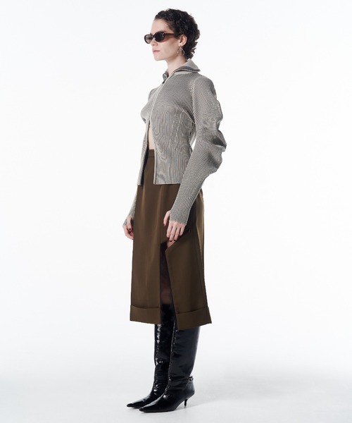 JOSE MOON（ジョゼムーン）の「ASYMMETRY LINER SKIRT/アシンメトリーライナースカート（スカート・レディース・ブラック/カーキ・36/38）」の8枚目の写真