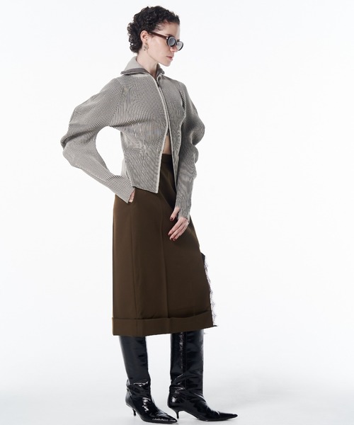 JOSE MOON（ジョゼムーン）の「ASYMMETRY LINER SKIRT/アシンメトリーライナースカート（スカート・レディース・ブラック/カーキ・36/38）」の11枚目の写真