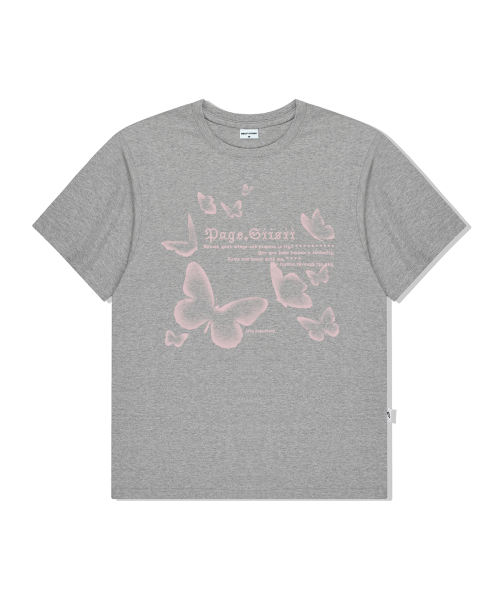 PAGESIISII(ページシシ)の「モザイクバタフライプリント半袖Tシャツメランジグレー(Tシャツ/カットソー・レディース・その他・SMALL/MEDIUM/LARGE)」の1枚目の写真