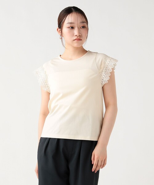 BEAMS HEART（ビームスハート）の「袖口レース プルオーバー（Tシャツ/カットソー・レディース・ホワイト系その他7/ブラック/オフホワイト・FREE）」の2枚目の写真