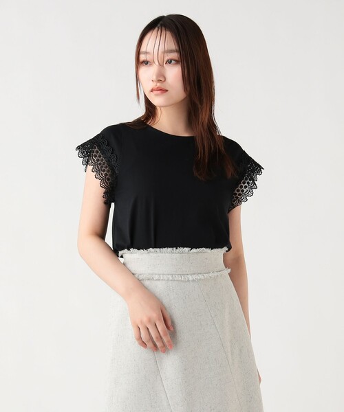 BEAMS HEART（ビームスハート）の「袖口レース プルオーバー（Tシャツ/カットソー・レディース・ホワイト系その他7/ブラック/オフホワイト・FREE）」の3枚目の写真