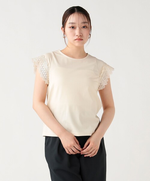 BEAMS HEART（ビームスハート）の「袖口レース プルオーバー（Tシャツ/カットソー・レディース・ホワイト系その他7/ブラック/オフホワイト・FREE）」の21枚目の写真