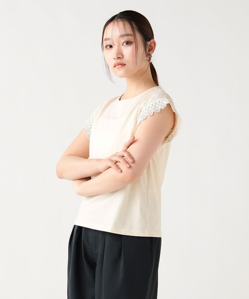 BEAMS HEART（ビームスハート）の「袖口レース プルオーバー（Tシャツ/カットソー・レディース・ホワイト系その他7/ブラック/オフホワイト・FREE）」の20枚目の写真