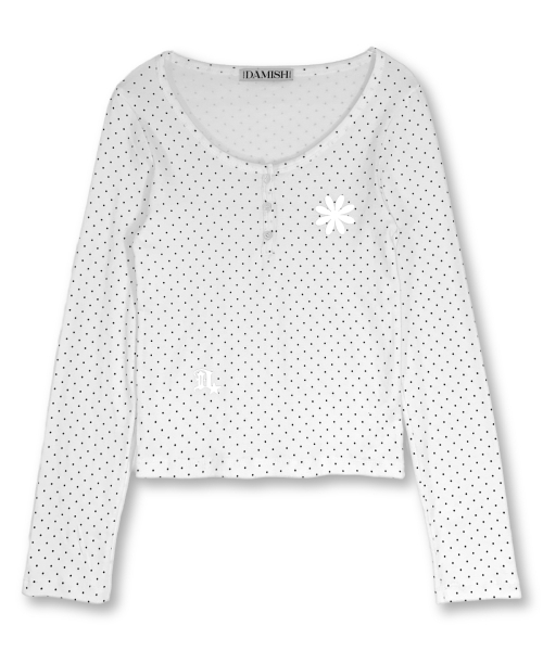 DAMISH(ダミシュ)の「リフレクティブドットヘンリーネックロングスリーブ_アイボリー(Tシャツ/カットソー・レディース・アイボリー・FREE)」の2枚目の写真
