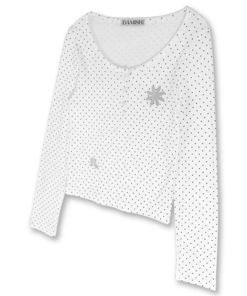 DAMISH(ダミシュ)の「リフレクティブドットヘンリーネックロングスリーブ_アイボリー(Tシャツ/カットソー・レディース・アイボリー・FREE)」の3枚目の写真
