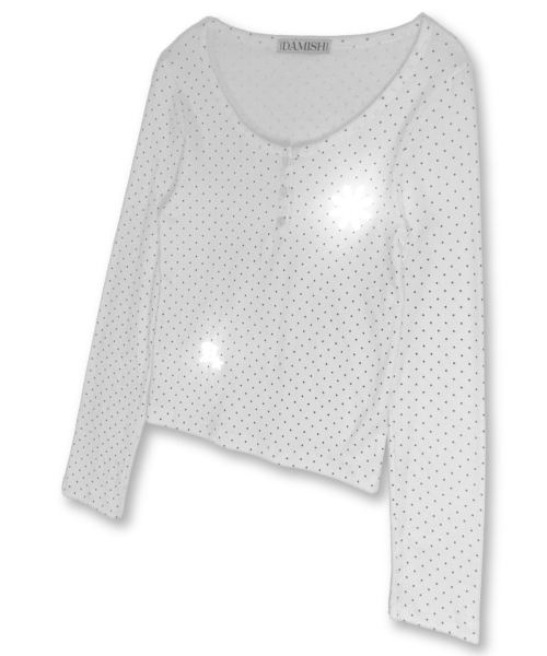 DAMISH(ダミシュ)の「リフレクティブドットヘンリーネックロングスリーブ_アイボリー(Tシャツ/カットソー・レディース・アイボリー・FREE)」の4枚目の写真