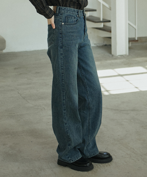 YUPPE(ヨッペ)の「DENIM CORDUROY PANTS_BLUE(デニムパンツ・レディース・その他・SMALL/MEDIUM)」の1枚目の写真