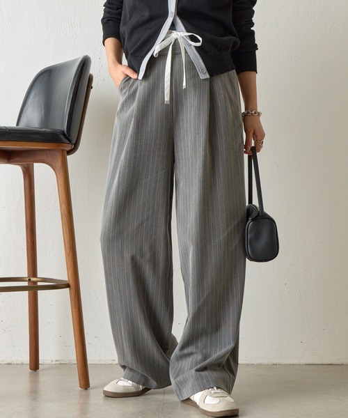 COLONY 2139（コロニートゥーワンスリーナイン）の「【セットアップ対応】Wウエストストライプイージーパンツ（その他パンツ・レディース・ネイビー/グレー/アイボリー・FREE）」の6枚目の写真