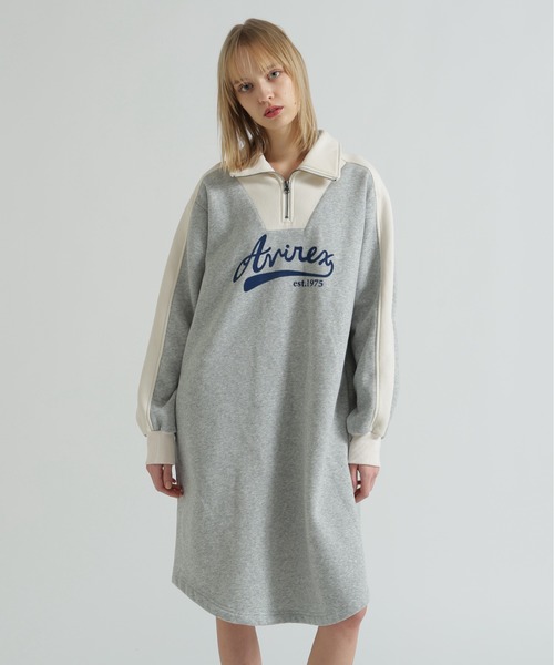 AVIREX（アヴィレックス）の「BI-COLOR FLEECE LINED DRESS（ワンピース・レディース・グレー/ネイビー・F）」の2枚目の写真
