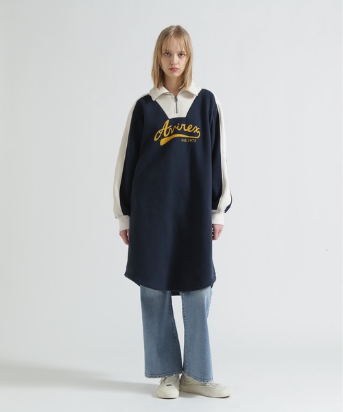 AVIREX（アヴィレックス）の「BI-COLOR FLEECE LINED DRESS（ワンピース・レディース・グレー/ネイビー・F）」の3枚目の写真