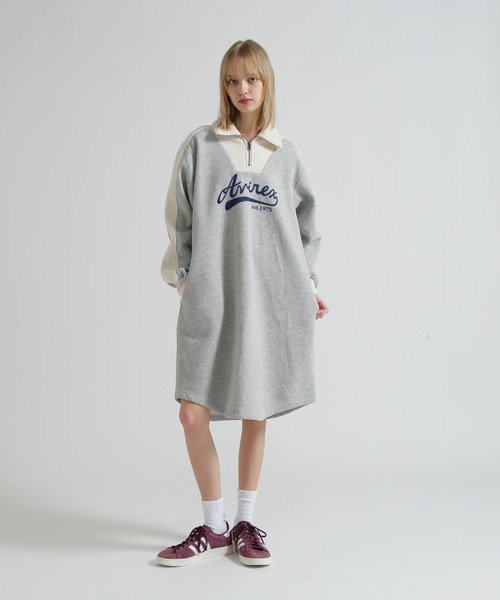 AVIREX（アヴィレックス）の「BI-COLOR FLEECE LINED DRESS（ワンピース・レディース・グレー/ネイビー・F）」の5枚目の写真