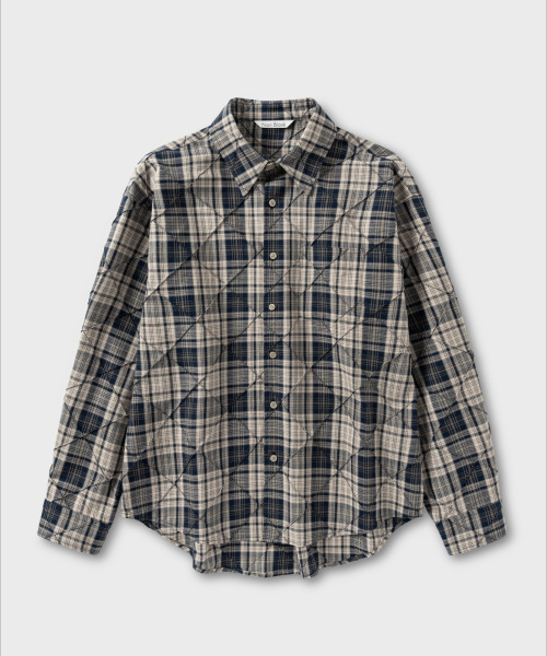 NONBLANK(ノンブランク)の「ピンタックチェックシャツ_BEIGE(シャツ/ブラウス・メンズ・ベージュ・MEDIUM/LARGE/X-LARGE)」の1枚目の写真