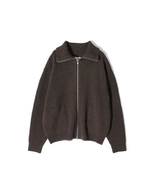 HORLISUN(ホーリーサン)の「Marshall Full Zip Up Rib Knit Melange Brown(ニット/セーター・メンズ・その他・MEDIUM/LARGE)」の1枚目の写真
