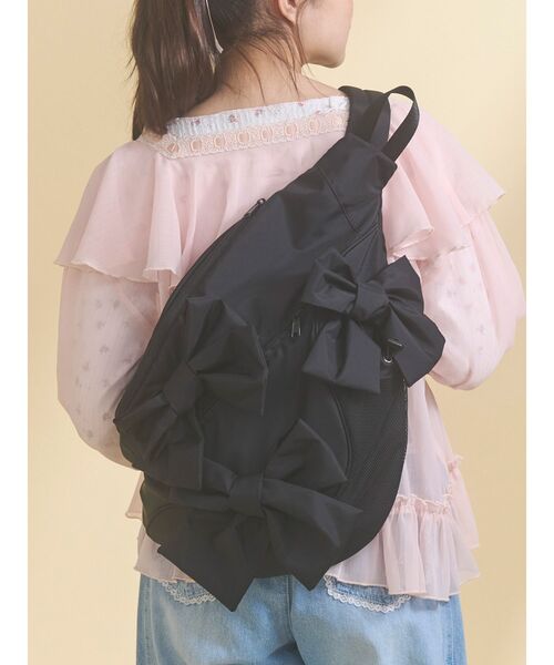 merry jenny（メリージェニー）の「ribbonワンショルダーバッグ（ショルダーバッグ・レディース・ライトグレー/ブラック/ベージュ・FREE）」の2枚目の写真