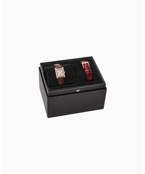 EMPORIO ARMANI(エンポリオアルマーニ)の「【エンポリオ アルマーニ】 2針ウォッチ ブラウンレザー&バーガンディレザーストラップセット(アナログ腕時計・レディース・その他1・FREE)」の4枚目の写真