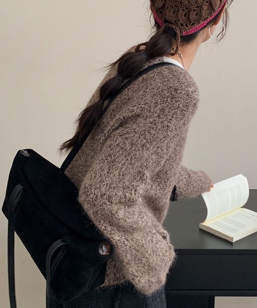 DAY CLOSET(デイ クローゼット)の「【おうちで洗える】長袖 ドロップショルダー へリンボーン ミックス カラー ニット プルオーバー レディース(ニット/セーター・レディース・グレー/ブラウン/ブラック/ブルー・FREE)」の14枚目の写真