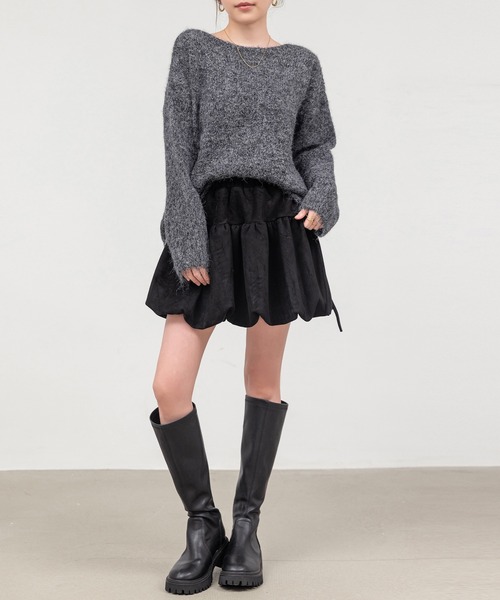DAY CLOSET(デイ クローゼット)の「【おうちで洗える】長袖 ドロップショルダー へリンボーン ミックス カラー ニット プルオーバー レディース(ニット/セーター・レディース・グレー/ブラウン/ブラック/ブルー・FREE)」の10枚目の写真