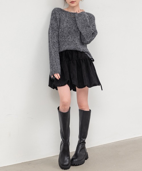 DAY CLOSET(デイ クローゼット)の「【おうちで洗える】長袖 ドロップショルダー へリンボーン ミックス カラー ニット プルオーバー レディース(ニット/セーター・レディース・グレー/ブラウン/ブラック/ブルー・FREE)」の11枚目の写真