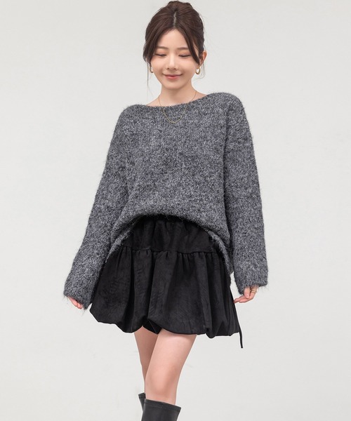 DAY CLOSET(デイ クローゼット)の「【おうちで洗える】長袖 ドロップショルダー へリンボーン ミックス カラー ニット プルオーバー レディース(ニット/セーター・レディース・グレー/ブラウン/ブラック/ブルー・FREE)」の9枚目の写真