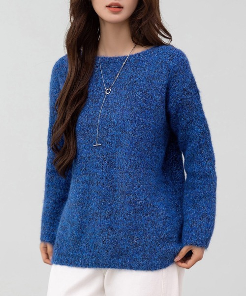 DAY CLOSET(デイ クローゼット)の「【おうちで洗える】長袖 ドロップショルダー へリンボーン ミックス カラー ニット プルオーバー レディース(ニット/セーター・レディース・グレー/ブラウン/ブラック/ブルー・FREE)」の16枚目の写真