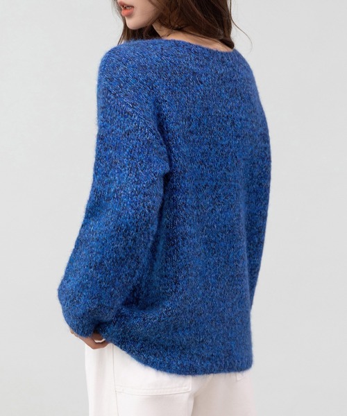 DAY CLOSET(デイ クローゼット)の「【おうちで洗える】長袖 ドロップショルダー へリンボーン ミックス カラー ニット プルオーバー レディース(ニット/セーター・レディース・グレー/ブラウン/ブラック/ブルー・FREE)」の17枚目の写真