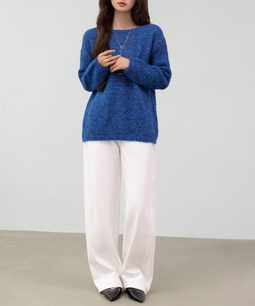 DAY CLOSET(デイ クローゼット)の「【おうちで洗える】長袖 ドロップショルダー へリンボーン ミックス カラー ニット プルオーバー レディース(ニット/セーター・レディース・グレー/ブラウン/ブラック/ブルー・FREE)」の18枚目の写真