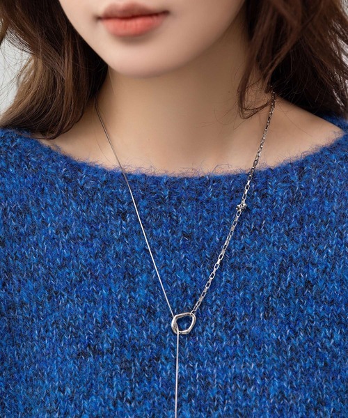 DAY CLOSET(デイ クローゼット)の「【おうちで洗える】長袖 ドロップショルダー へリンボーン ミックス カラー ニット プルオーバー レディース(ニット/セーター・レディース・グレー/ブラウン/ブラック/ブルー・FREE)」の19枚目の写真