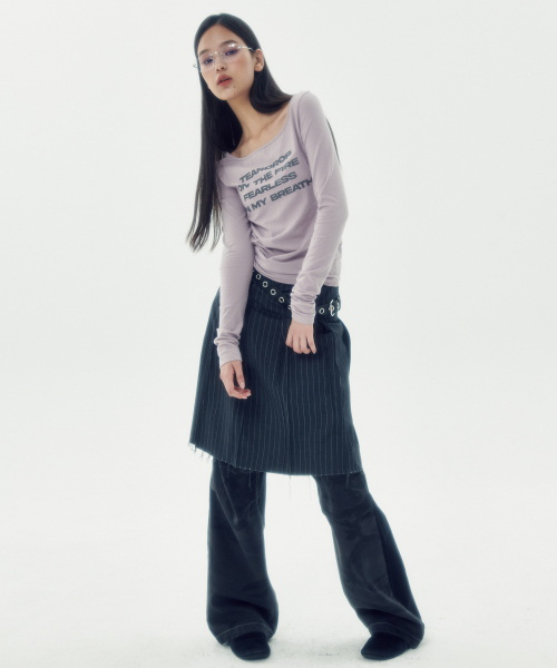 runningHIGH（ランニングハイ）の「レタリングスリムL/Sティー[ライトパープル]（Tシャツ/カットソー・レディース・その他・F）」の4枚目の写真