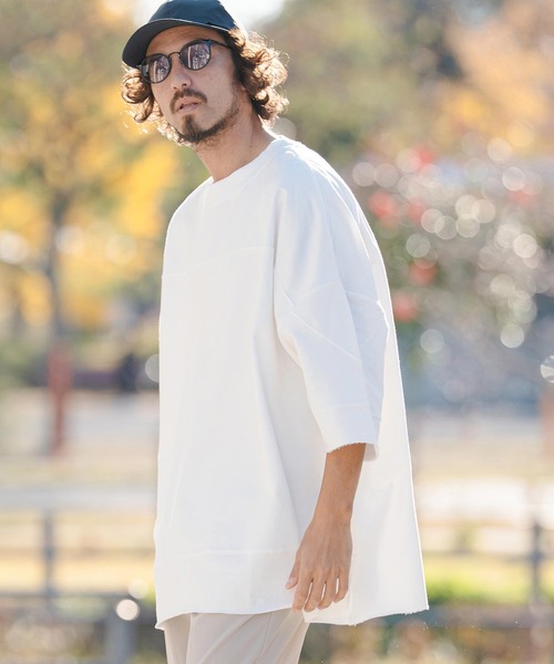 CAMBIO（カンビオ）の「mlt5518- MINI URAKE Switch 3-4 Sleeve Pullover 半端袖カットソー(S60726cmb)（Tシャツ/カットソー・メンズ・ブラック/ホワイト・S/M/L）」の3枚目の写真