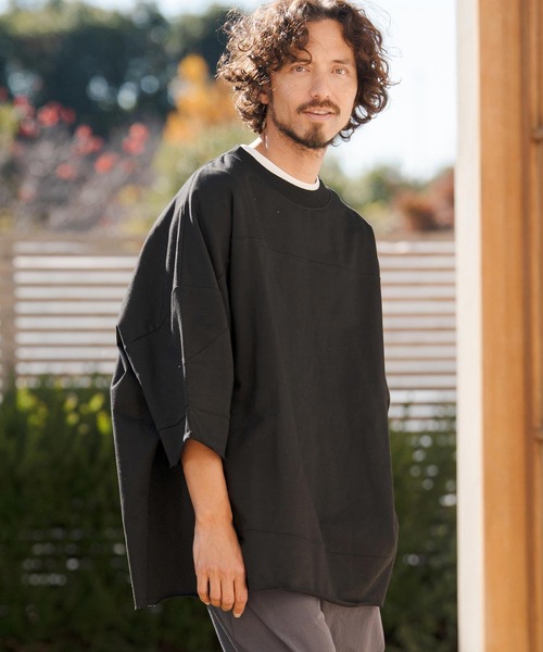 CAMBIO（カンビオ）の「mlt5518- MINI URAKE Switch 3-4 Sleeve Pullover 半端袖カットソー(S60726cmb)（Tシャツ/カットソー・メンズ・ブラック/ホワイト・S/M/L）」の10枚目の写真