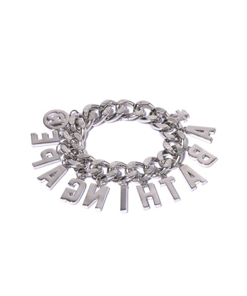A BATHING APE(アベイシングエイプ)の「LINE CAMO DEBOSSED A BATHING APE CHAIN BRACELET W/ RHINESTONE(ブレスレット・メンズ・シルバー・FREE)」の2枚目の写真
