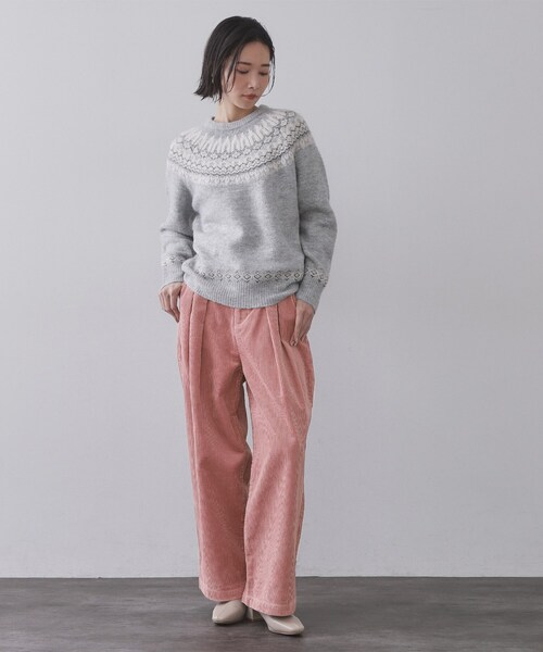 OPAQUE.CLIP（オペークドットクリップ）の「コーデュロイタックワイドパンツ【洗濯機OK】（その他パンツ・レディース・ベビーピンク/アイボリー・38/36）」の10枚目の写真