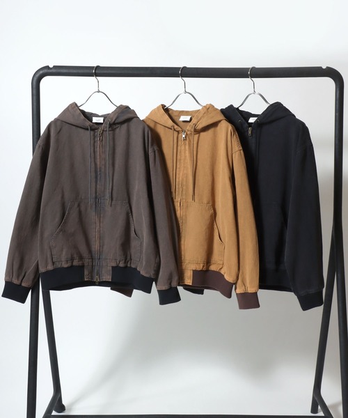 Salong hameu（サロン ハミュー）の「ダックアクティブパーカージャケット ヴィンテージ加工/ライトアウター/春アウター/ユニセックス（ブルゾン・メンズ・チャコールグレー/ブラック/ライトブラウン・M/L）」の4枚目の写真