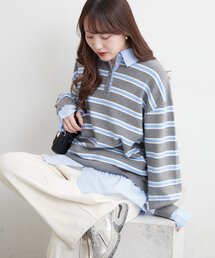 【nane/WEB限定】《一枚でこなれ感》シャツドッキングニット