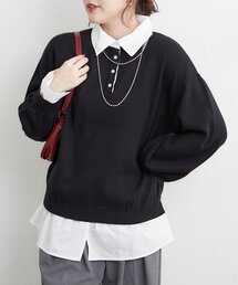 【nane/WEB限定】《一枚でこなれ感》シャツドッキングニット
