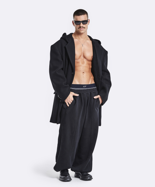 51%（フィフティーワンパーセント）の「Oversized single hoodie coat - black（チェスターコート・メンズ・その他・M/L）」の5枚目の写真