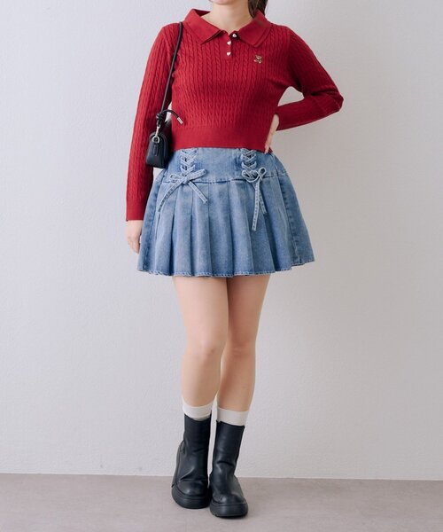 continuer de NICE CLAUP(コンティニューデナイスクラップ)の「【SETUP】レースUPミニプリーツスカート(デニムスカート・レディース・ブルー系その他/ブラック系その他/ブルー・FREE)」の5枚目の写真