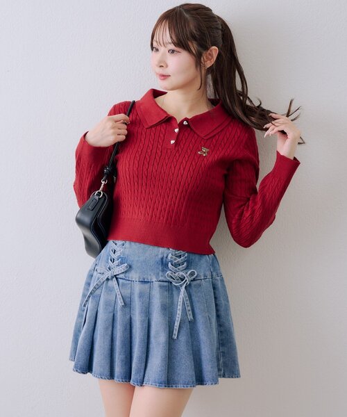 continuer de NICE CLAUP(コンティニューデナイスクラップ)の「【SETUP】レースUPミニプリーツスカート(デニムスカート・レディース・ブルー系その他/ブラック系その他/ブルー・FREE)」の6枚目の写真