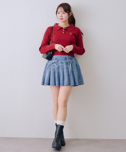 continuer de NICE CLAUP(コンティニューデナイスクラップ)の「【SETUP】レースUPミニプリーツスカート(デニムスカート・レディース・ブルー系その他/ブラック系その他/ブルー・FREE)」の7枚目の写真