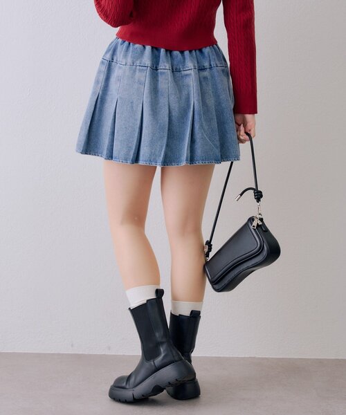continuer de NICE CLAUP(コンティニューデナイスクラップ)の「【SETUP】レースUPミニプリーツスカート(デニムスカート・レディース・ブルー系その他/ブラック系その他/ブルー・FREE)」の9枚目の写真