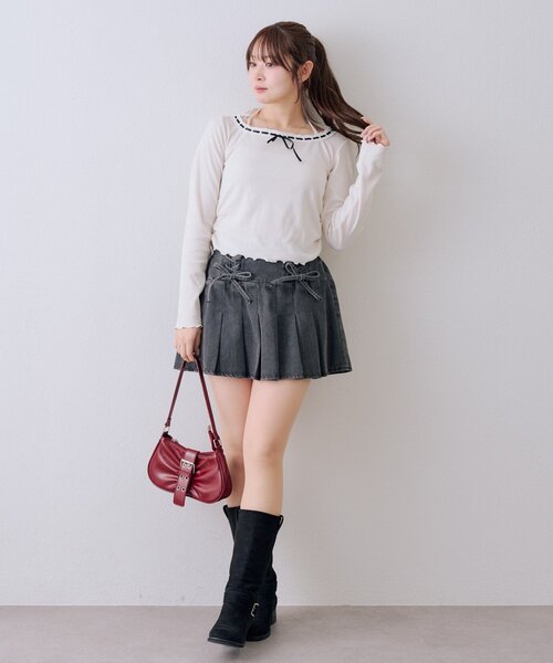 continuer de NICE CLAUP(コンティニューデナイスクラップ)の「【SETUP】レースUPミニプリーツスカート(デニムスカート・レディース・ブルー系その他/ブラック系その他/ブルー・FREE)」の16枚目の写真