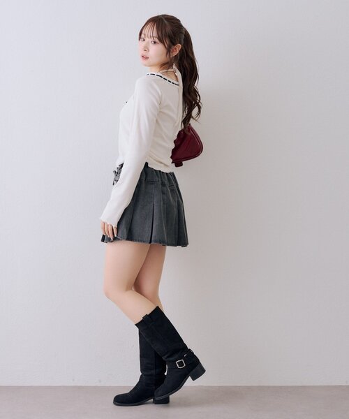 continuer de NICE CLAUP(コンティニューデナイスクラップ)の「【SETUP】レースUPミニプリーツスカート(デニムスカート・レディース・ブルー系その他/ブラック系その他/ブルー・FREE)」の20枚目の写真