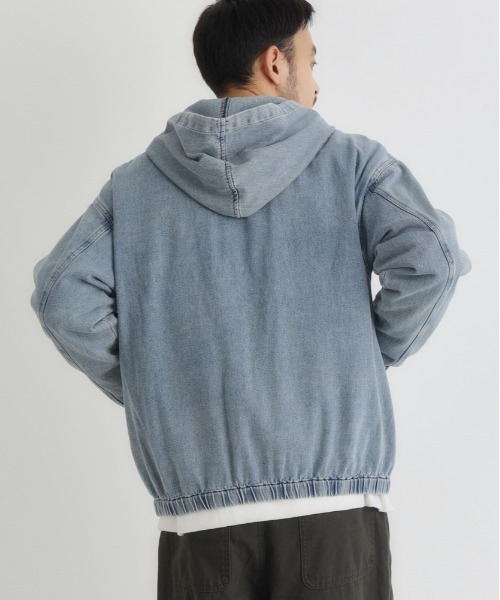 BACK NUMBER（バックナンバー）の「【BACK NUMBER】デニムフルジップパーカー (ヴィンテージ風 / 色落ち加工 / デイリーユース)（デニムジャケット・メンズ・ダークインディゴブルー/ブラック・L/XL/M）」の5枚目の写真