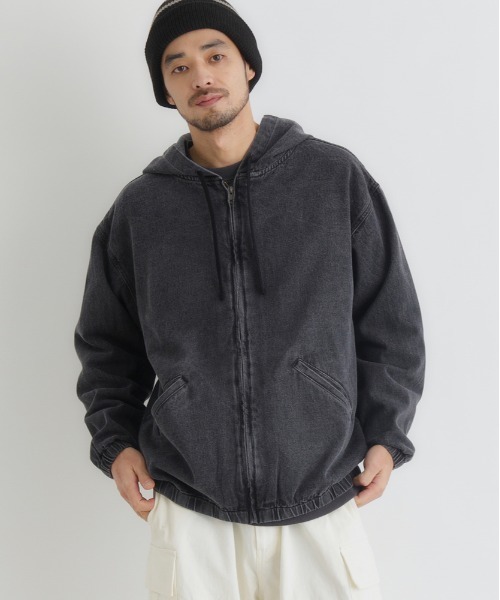 BACK NUMBER（バックナンバー）の「【BACK NUMBER】デニムフルジップパーカー (ヴィンテージ風 / 色落ち加工 / デイリーユース)（デニムジャケット・メンズ・ダークインディゴブルー/ブラック・L/XL/M）」の8枚目の写真