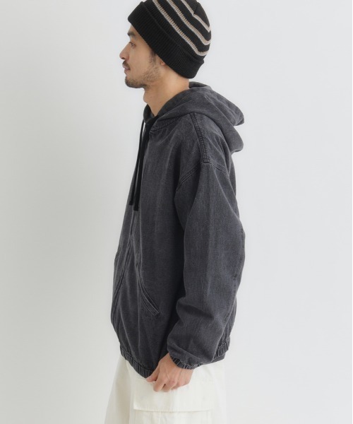BACK NUMBER（バックナンバー）の「【BACK NUMBER】デニムフルジップパーカー (ヴィンテージ風 / 色落ち加工 / デイリーユース)（デニムジャケット・メンズ・ダークインディゴブルー/ブラック・L/XL/M）」の9枚目の写真