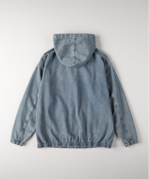 BACK NUMBER（バックナンバー）の「【BACK NUMBER】デニムフルジップパーカー (ヴィンテージ風 / 色落ち加工 / デイリーユース)（デニムジャケット・メンズ・ダークインディゴブルー/ブラック・L/XL/M）」の14枚目の写真