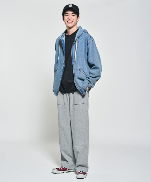 BACK NUMBER（バックナンバー）の「【BACK NUMBER】デニムフルジップパーカー (ヴィンテージ風 / 色落ち加工 / デイリーユース)（パーカー・メンズ・ダークインディゴブルー/ブラック・L/XL/M）」の20枚目の写真