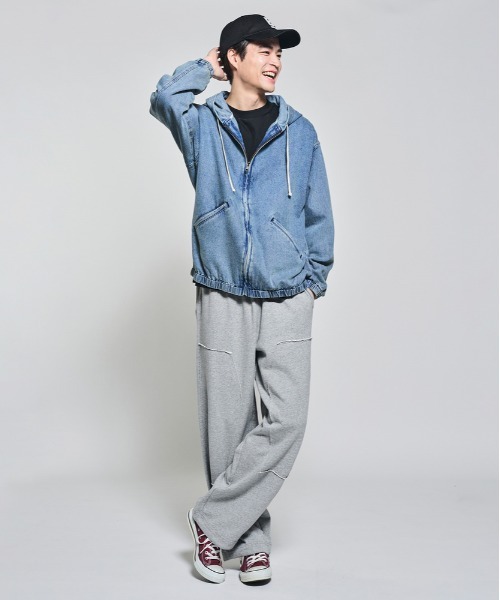 BACK NUMBER（バックナンバー）の「【BACK NUMBER】デニムフルジップパーカー (ヴィンテージ風 / 色落ち加工 / デイリーユース)（パーカー・メンズ・ダークインディゴブルー/ブラック・L/XL/M）」の21枚目の写真