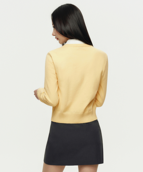 MUSINSA STANDARD WOMAN（ムシンサスタンダードウーマン）の「ウィメンズエッセンシャルラウンドネックカーディガン[バター]（カーディガン/ボレロ・レディース・その他・SMALL/X-SMALL/MEDIUM/LARGE）」の4枚目の写真